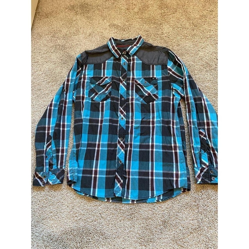 Rock & Republic Shirt Plaid Large Men Cabin Outerwear Western Rodeo s3